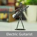 Handcrafted metal electric guitar player ornament, height 12.5cm, dark grey iron finish - Ornament 3 (Guitarist)