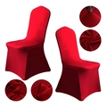 Elastic red wedding chair cover in stretch polyester fabric for banquet events - M / Standard Type / Burgundy