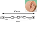 Industrial piercing barbell in stainless steel with triple chain design and cross charms - Five Chain Links
