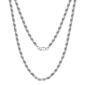 Polished S925 sterling silver rope chain necklace with classic twist link texture - 1.5MMx40CM / White Gold