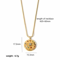 Detailed dimensions of 18k gold plated necklace with colorful eye pendant measurements - Round Medal Evil Eye Style (TN3093)