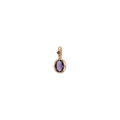 Gold pendant necklace with purple oval gemstone and clear zircon accent on white background - February Alone Pendant (Purple)