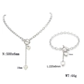 Set di gioielli in acciaio inossidabile argento con ciondolo a cuore e chiusura OT - Colore Acciaio (KS221766-Z)