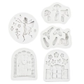 5-piece fairy garden mushroom and arched door silicone mold set for cake decorating - 5-Piece Set / Gray