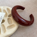 Polished burgundy acrylic C-shape wide bangle with a marbled vintage resin finish - 107# Open Cuff-Red