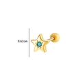 Gold star cartilage stud with blue zircon center and screw back, height 0.62cm - Golden Yellow