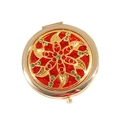 Foldable gold compact mirror with vintage hollow pattern and colorful rhinestones - Floral Pattern - Gold