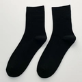 Classic black ribbed cotton crew socks for men with breathable vertical stripe pattern - One Size / Black