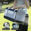 Portable pet carrier in black and grey, featuring breathable mesh and adjustable straps - Black