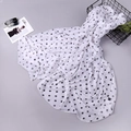 Lightweight white scarf with black polka dots, elegant chiffon silk texture for women - Black Polka Dot on White