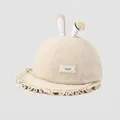 Dettaglio di orecchie di coniglio e trama in velluto su cappello beige da bimbi - 52cm (2-5 Anni) / Khaki chiaro