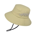 Beige wide brim outdoor sun hat for men with breathable grey mesh and windproof cord - Beige