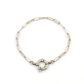 Pulsera de cadena de clip plateada minimalista con cierre de resorte grande para mujer - Pulsera de Cadena de Clip-Color Acero