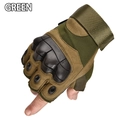 Tactical green half-finger gloves with protective hard shells and breathable padding - L / Soft Shell Protection-Half Finger / Army Green
