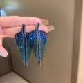 13# Style Pompon Feuille Dégradé Bleu Vert Noir