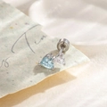 Minimalist light blue and white heart zircon cartilage stud earring in silver finish - Light Sea Blue (1 Pc)