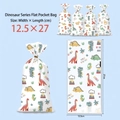 Cartoon dinosaur gift bag with 12.5x27cm dimensions and golden twist tie closure - Dinosaur 4-in-1