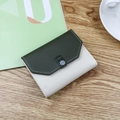 Women's tri-fold mini wallet in dark green and off-white with daisy flower buckle - Army Green