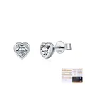 Silver S925 heart-shaped moissanite stud earrings with GRA certificate shown on white background - 0.50 Carat / S925 Sterling Silver (0.50Ct/5mm)