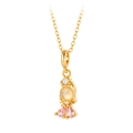 Golden mermaid princess necklace with pink teardrop zircon and round moonstone - Pink Gem Character (925-5# Gold)