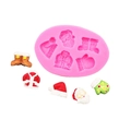 Roze siliconen vorm met kerstboom en Kerstman voor DIY taart bakken en chocolade - Multi Patroon Ovalen Stijl (15-385) / Roze