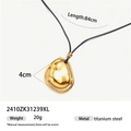 Titaniumstalen ketting met gouden onregelmatige hanger en zwart koord, lengte van 84cm - Onregelmatige Stroomlijn Stijl (2410ZK31239XL)