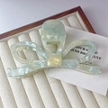 Elegante pinza per capelli a fiocco in acetato 4mm verde menta con finitura marmorizzata - 9# Verde