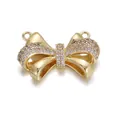 Exquisite 18K gold butterfly pendant with sparkling pink cubic zirconia stones - Gold Double Ring Full Zircon Bow(YSN008-08)