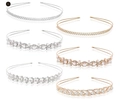 Silver and gold rhinestone pearl headband set with elegant double-layer designs - 6-Piece Set Gold/Silver