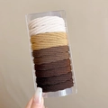 Elastic ribbed hair tie set in earth tones, beige to dark brown, in clear plastic box - 2# Milk Coffee Tones (10pcs Box)