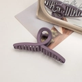 Deep purple matte large claw clip with minimalist twist design on elegant stone base - Cross / Purple