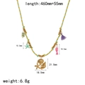 Detail view of ocean-themed necklace with gold starfish, shell charms and purple tassel - Purple Tassel Starfish Shell Style (TN3578)