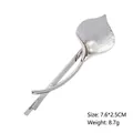Calla lily hair clip in silver finish with white pearl accent, size 7.6x2.5cm - Style 9 Silver