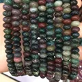 Strand of natural abacus beads in deep green and reddish-brown Indian Agate stones - 5*8mm (Per Strand) / India Agate