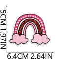 Macro detail of rainbow cloud leopard embroidery patch measuring 6.4cm x 5cm - 6.4x5cm