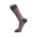 Purple-grey thin nylon mid-calf men's dress socks with vertical stripes and small patterns - One Size / Bean Grey
