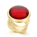 Luxury cocktail ring featuring a large faceted red gemstone on a chunky gold band - US 6 / Golden Ruby Red Style (KR107529-K)