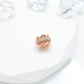 Perla di loto in oro rosa con motivo traforato e zirconi per creazione di gioielli - 8mm / Oro rosa