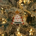 White felt Christmas tree ornament with red star embroidery and gold bell hanging detail - Style 8 (White Christmas Tree)