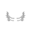 Exquisite S925 sterling silver wing stud earrings with white marquise cubic zirconia - Silver