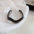 Minimalist translucent smoke grey resin bangle featuring a stylish irregular wavy design - 101# Bracelet-Dark Grey Wavy Open