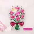 Floral foil balloon bouquet with I Love You heart for Mother's Day and birthday parties - Rose Red Love Rose Bouquet