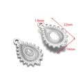 Ciondolo a goccia in acciaio inox argento per gioielli fai da te, misura 22mm x 14mm - 14*22mm Goccia d'Acqua con Bordo a Puntini con Perla (Acciaio)