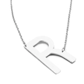 Polished silver titanium steel necklace featuring a minimalist uppercase letter R pendant - Letter R (KN26374-K)