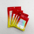 Resealable jewelry bags with red-yellow gradient design and holographic laser window - Red-Yellow Gradient / 12x20cm