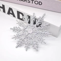 Single silver glitter snowflake ornament displayed on a clean minimalist white surface - 10CM-6g (With Rope) / Silver