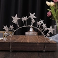 Elegant silver star crown tiara with sparkling rhinestones for wedding hair accessory - Star Crown / Double Layer Headband