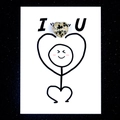 Healing natural spotted stone heart on a white greeting card with simple minimalist design - Dalmatian Jasper