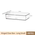 Transparent plastic fridge storage box with handle and lid, size 27x16.2x6cm - Flip Lid Transparent Box - Long Small - PET