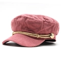 Detalle de gorra de pana rosa con cordón dorado y botón metálico en relieve - M (56-58cm) / Rosa